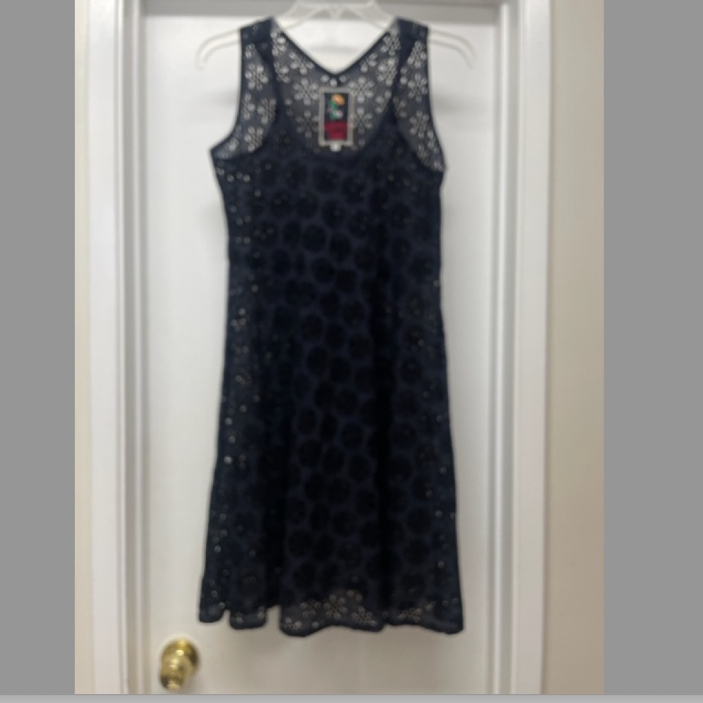 JOHNNY WAS Black Eyelet Dress Cover Up EUC